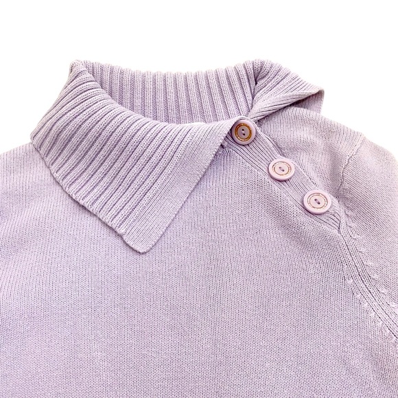 Old Navy Perfect Fit Purple & White Stripe Detail Envelope Button Sweater,Size S - Picture 3 of 11